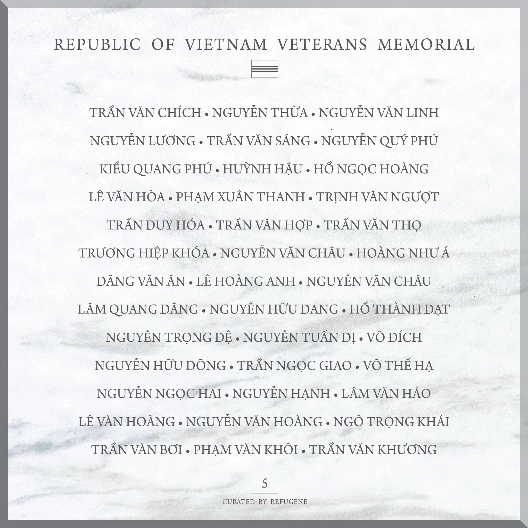 REPUBLIC OF VIETNAM VETERANS MEMORIAL :: PANEL 5