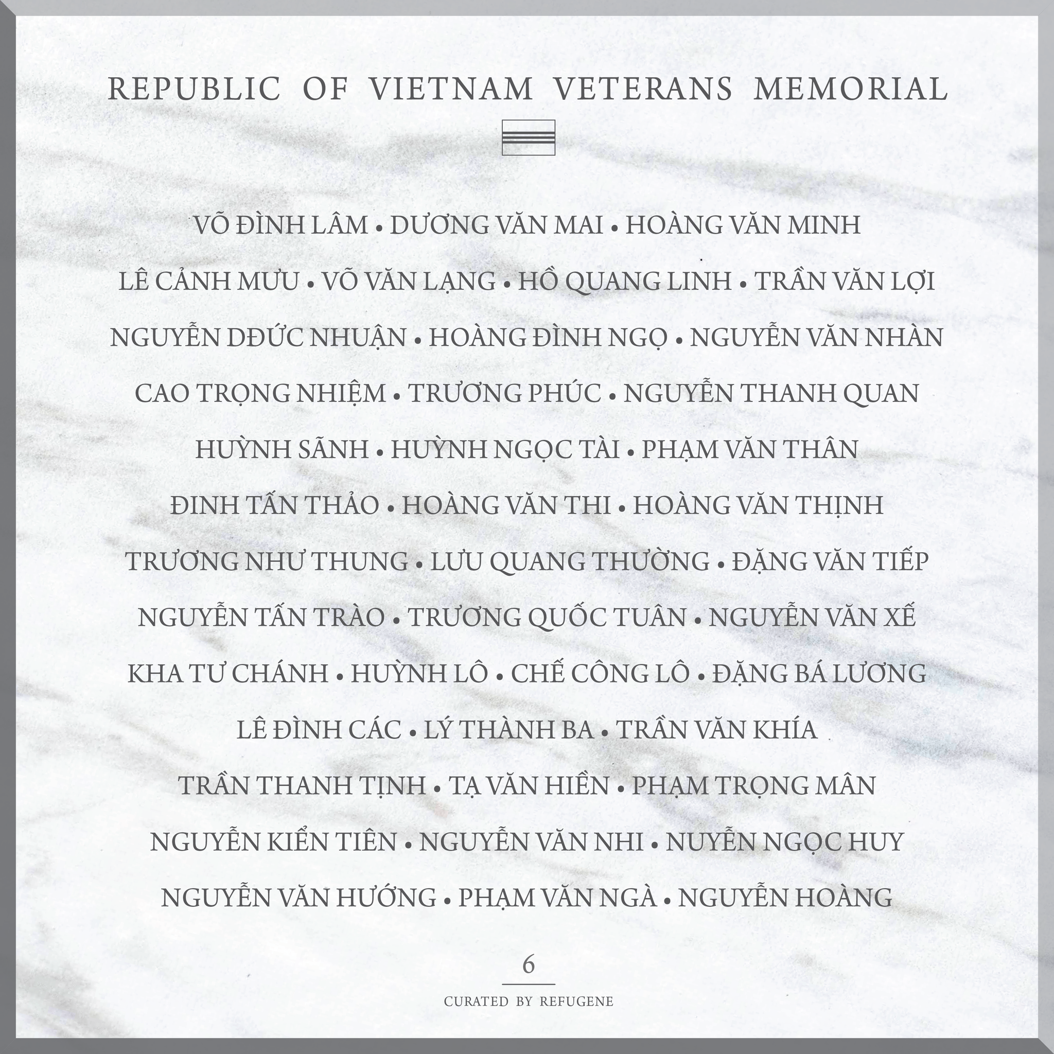 REPUBLIC OF VIETNAM VETERANS MEMORIAL :: PANEL 6