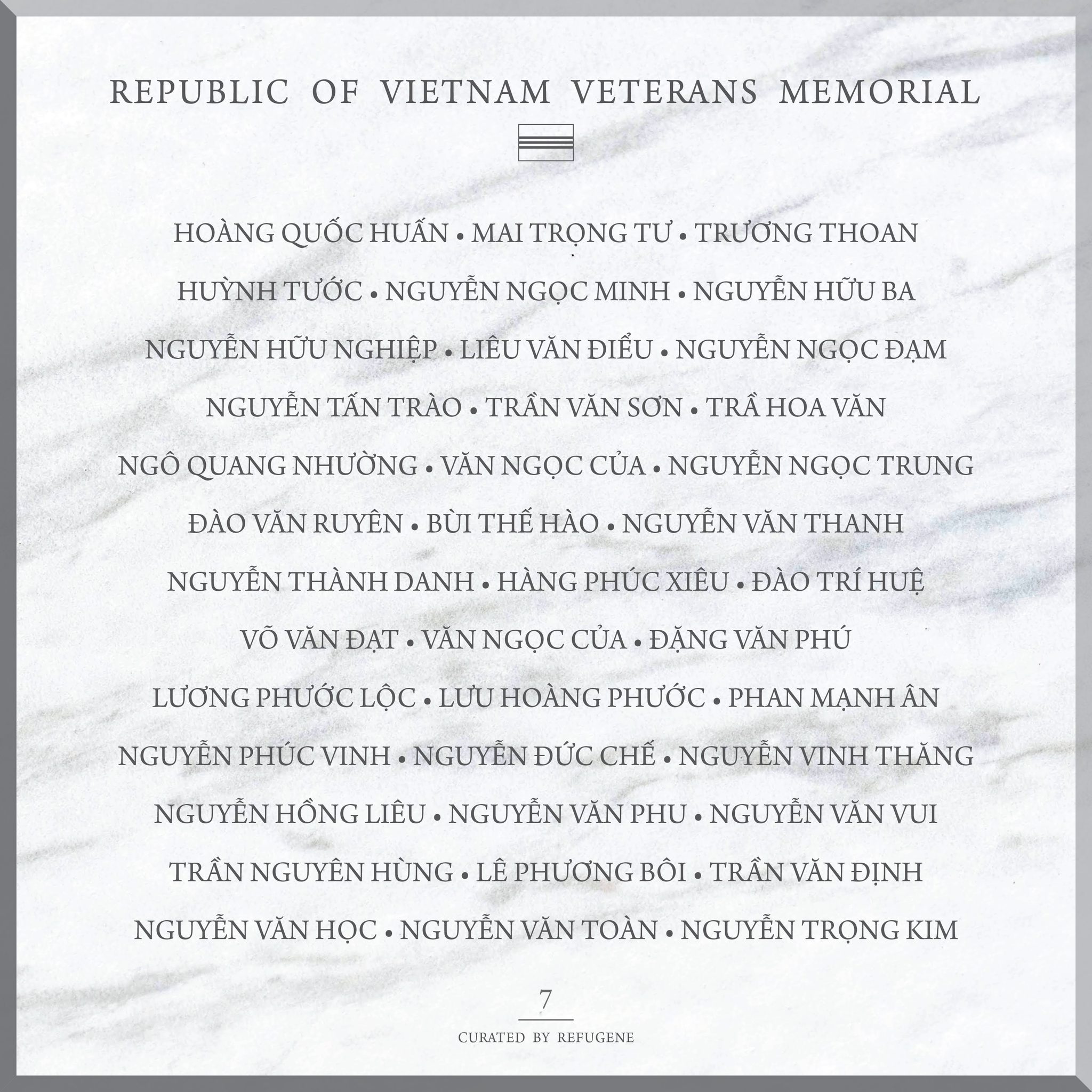 REPUBLIC OF VIETNAM VETERANS MEMORIAL :: PANEL 7