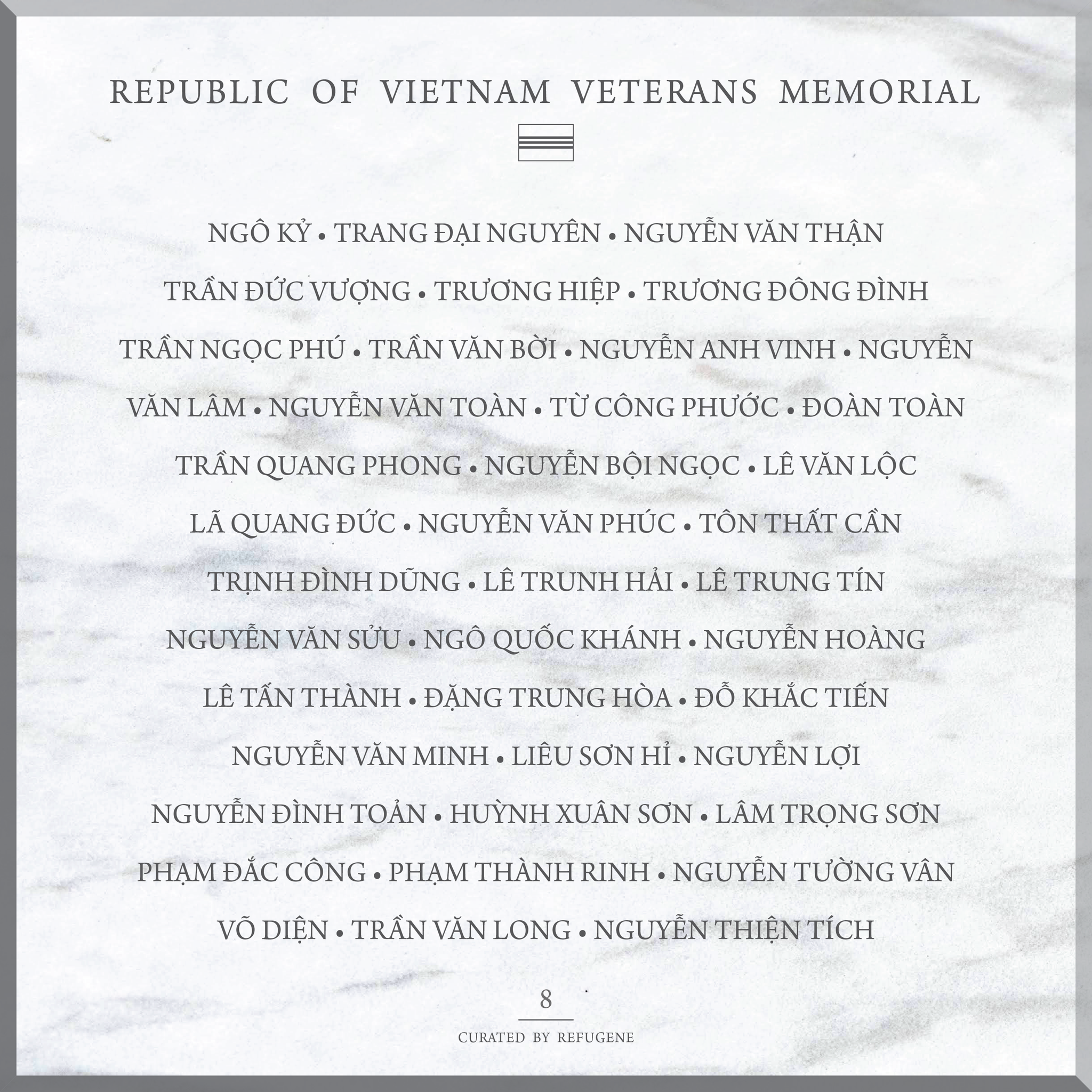 REPUBLIC OF VIETNAM VETERANS MEMORIAL :: PANEL 8