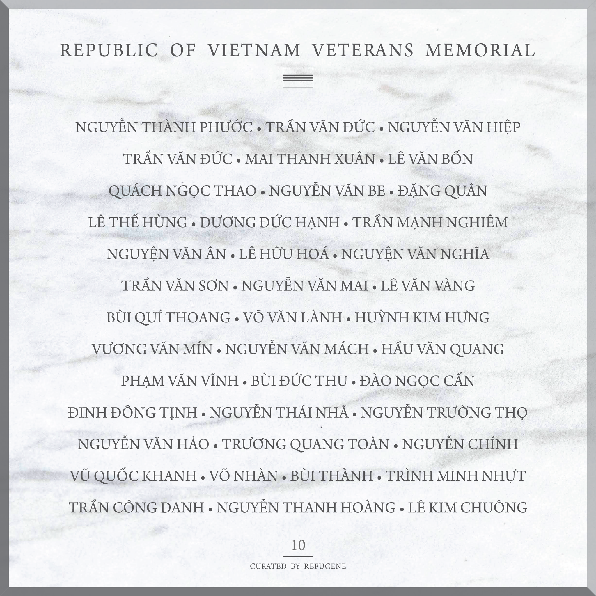 REPUBLIC OF VIETNAM VETERANS MEMORIAL :: PANEL 10