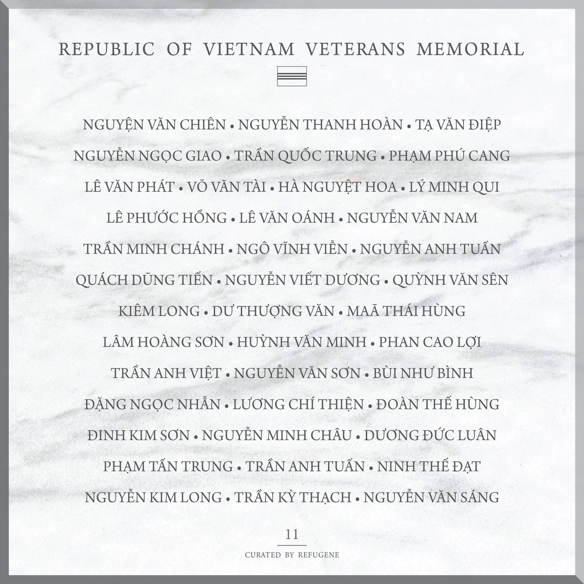 REPUBLIC OF VIETNAM VETERANS MEMORIAL :: PANEL 11