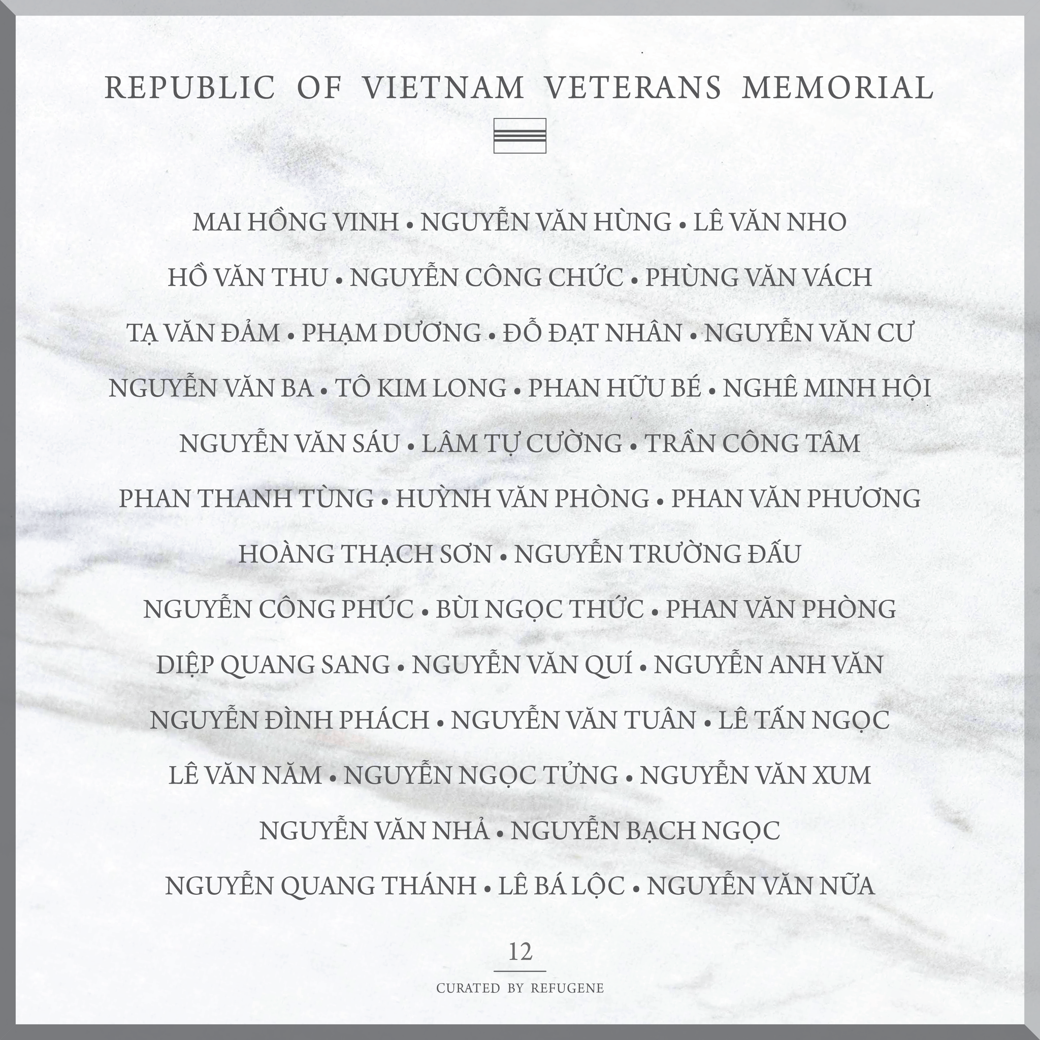 REPUBLIC OF VIETNAM VETERANS MEMORIAL :: PANEL 12