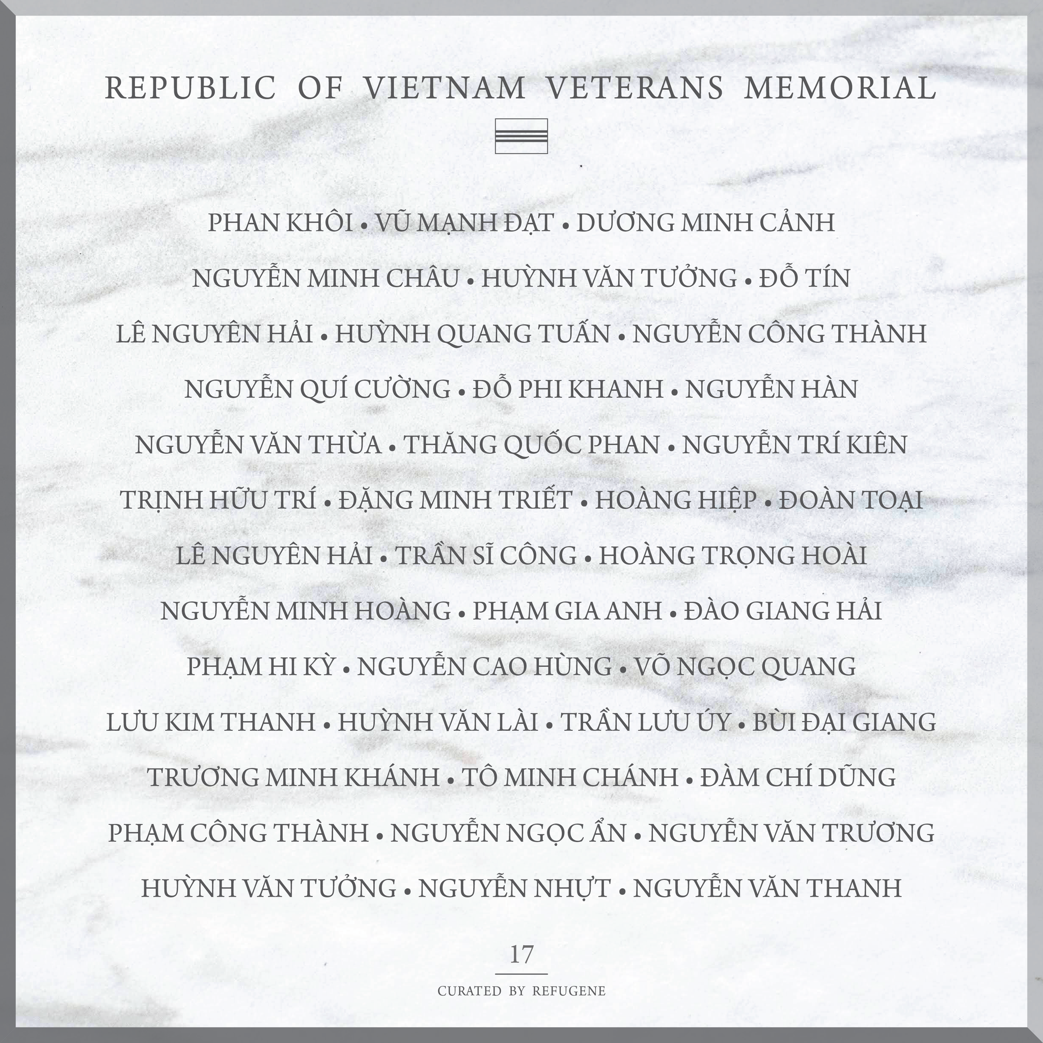 REPUBLIC OF VIETNAM VETERANS MEMORIAL :: PANEL 17