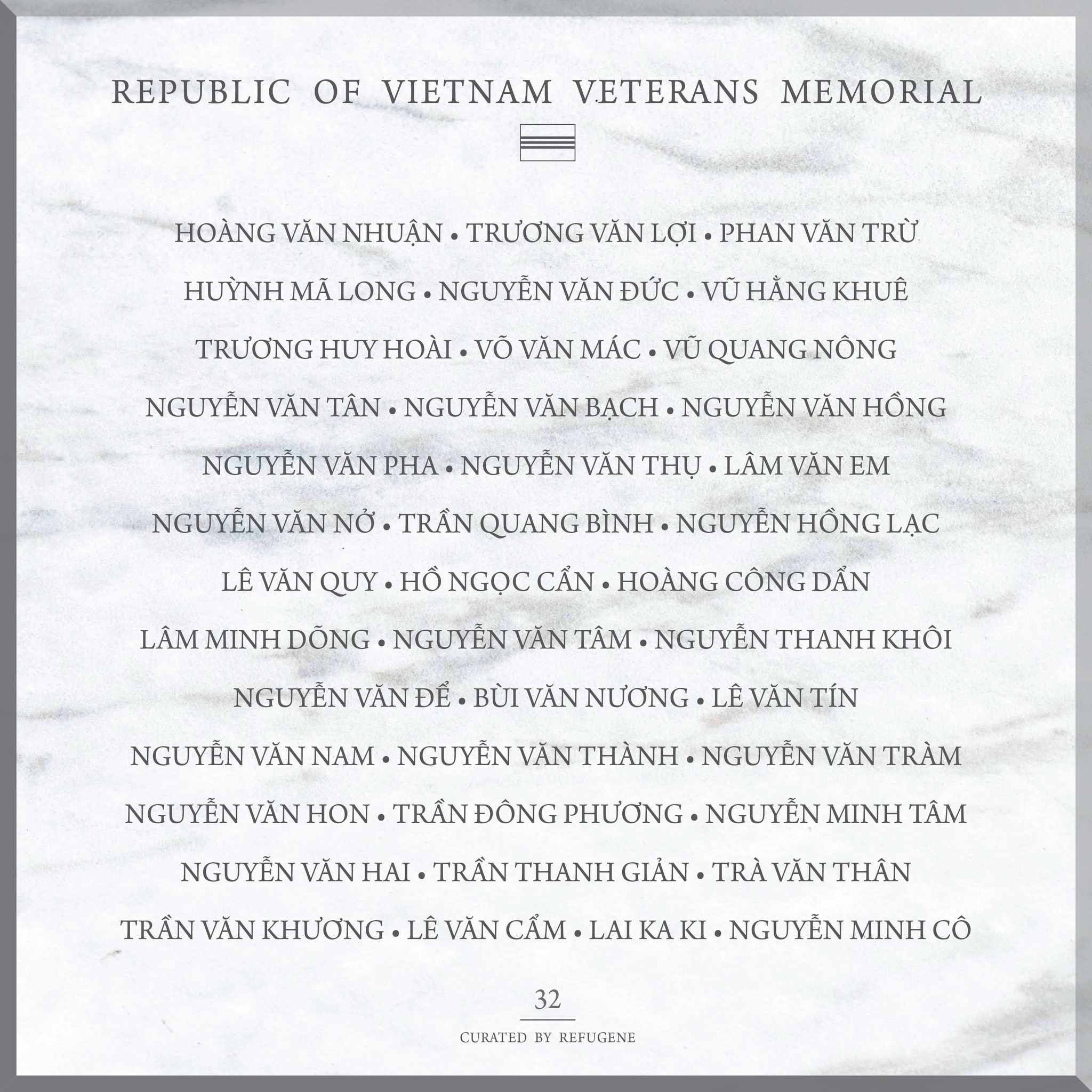 REPUBLIC OF VIETNAM VETERANS MEMORIAL :: PANEL 32