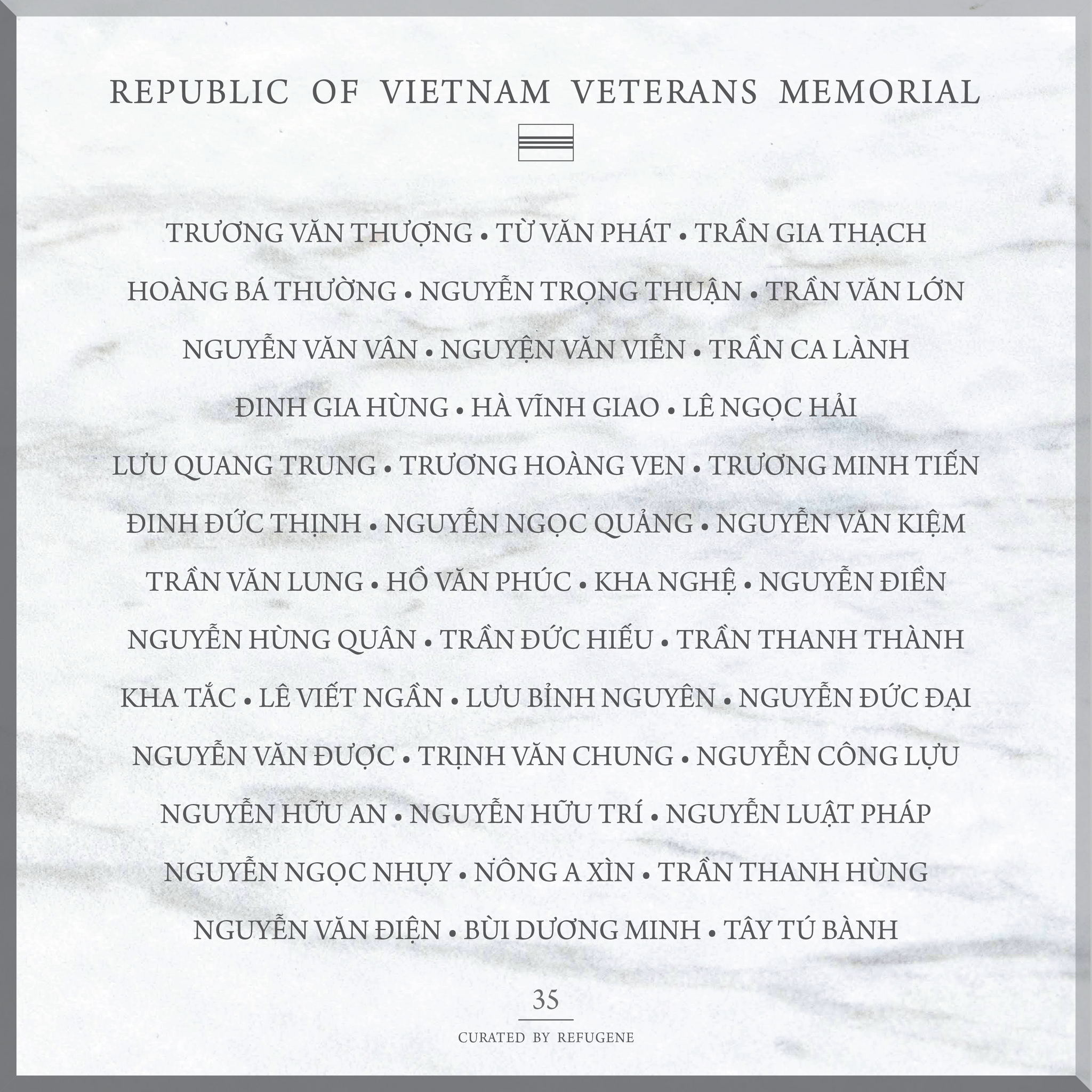 REPUBLIC OF VIETNAM VETERANS MEMORIAL :: PANEL 35