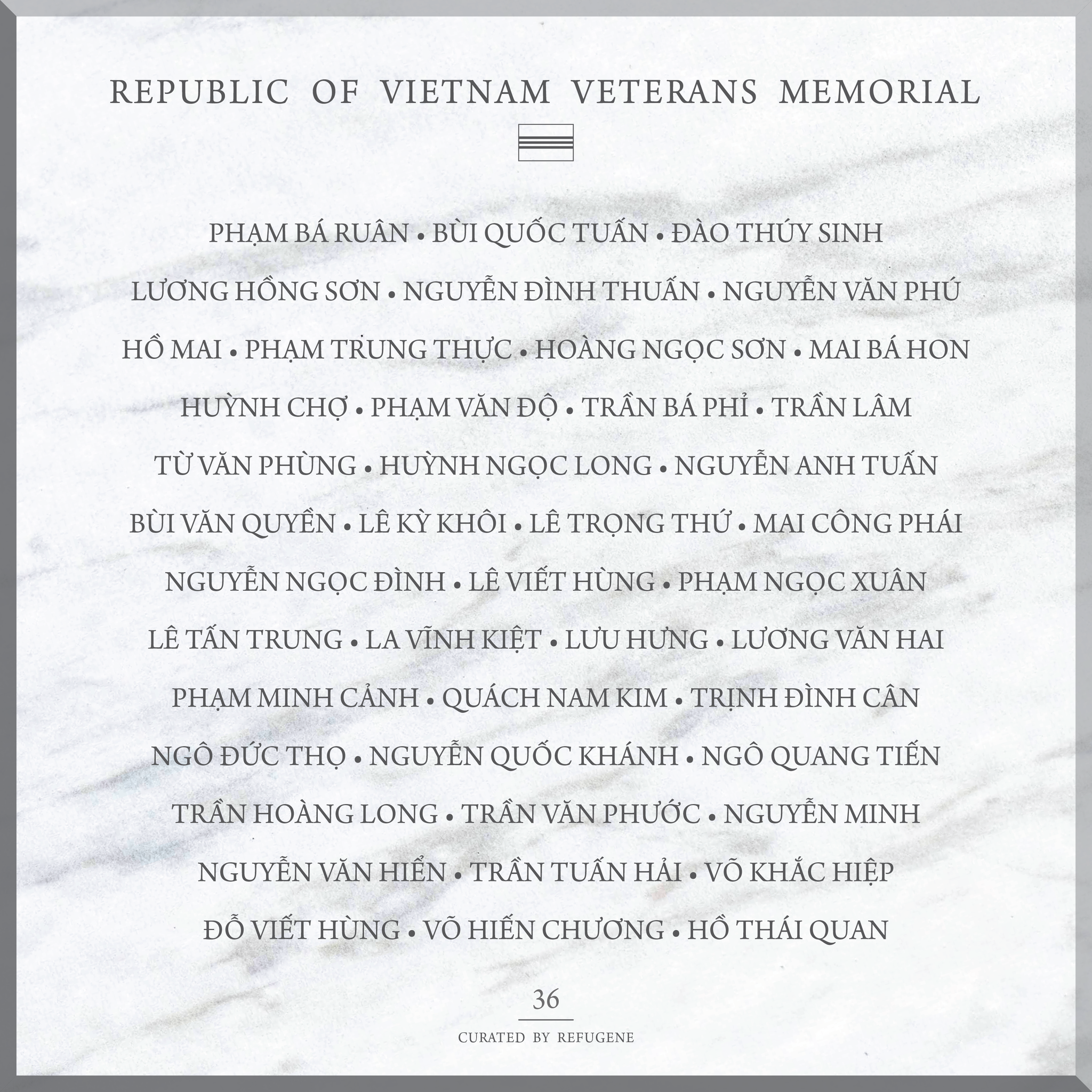 REPUBLIC OF VIETNAM VETERANS MEMORIAL :: PANEL 36