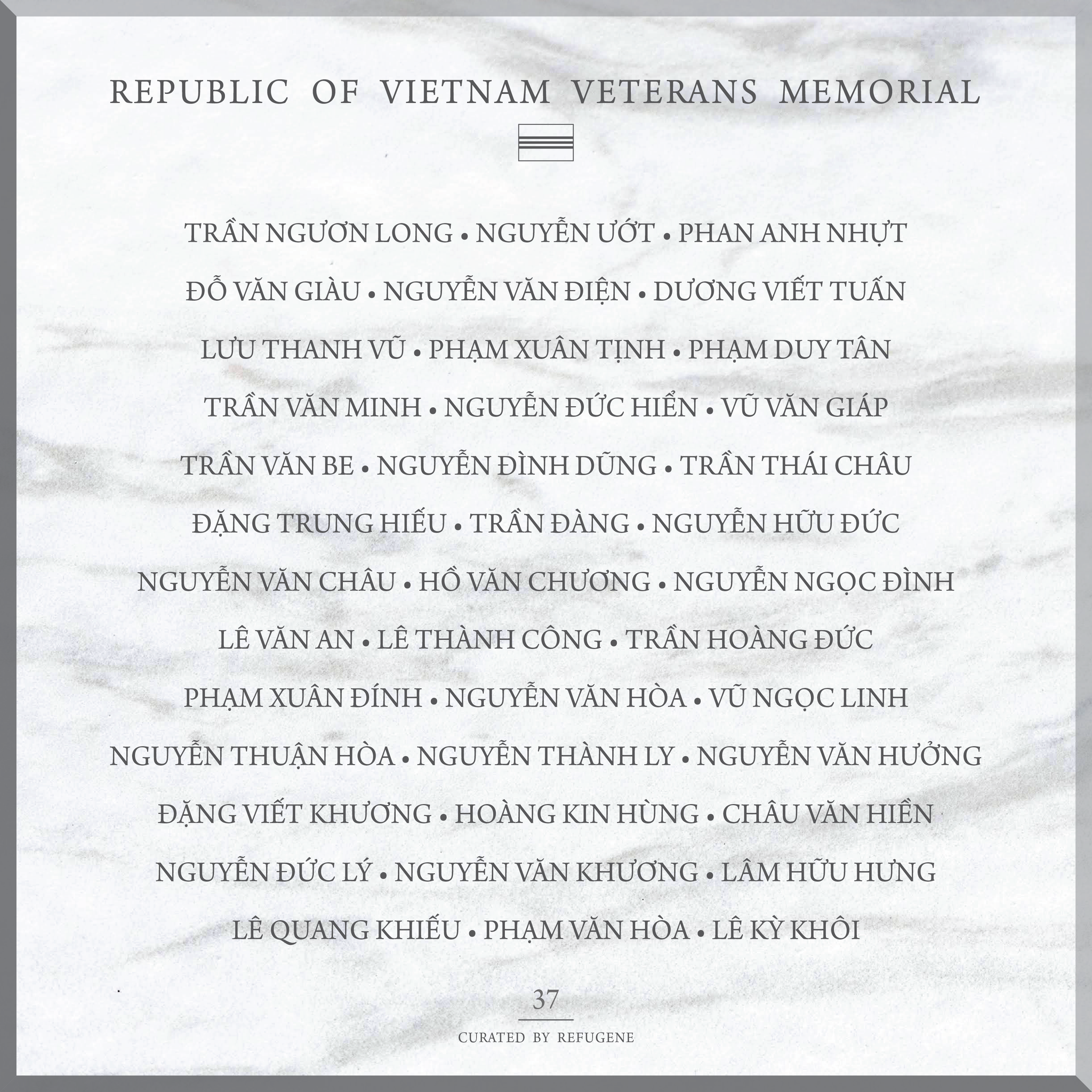 REPUBLIC OF VIETNAM VETERANS MEMORIAL :: PANEL 37