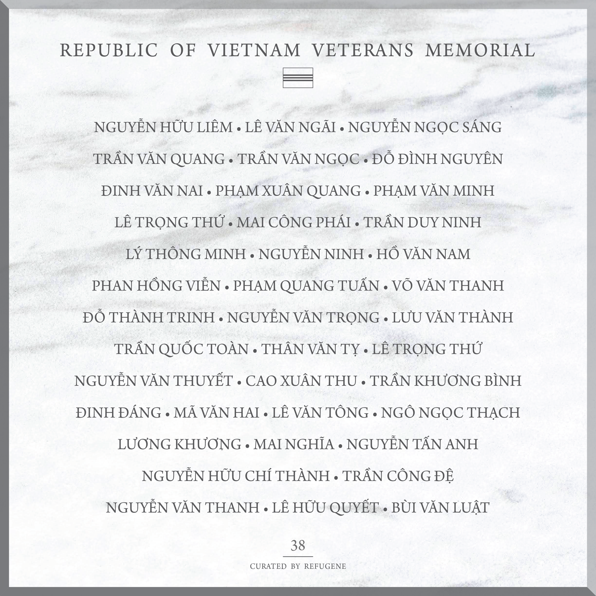 REPUBLIC OF VIETNAM VETERANS MEMORIAL :: PANEL 38