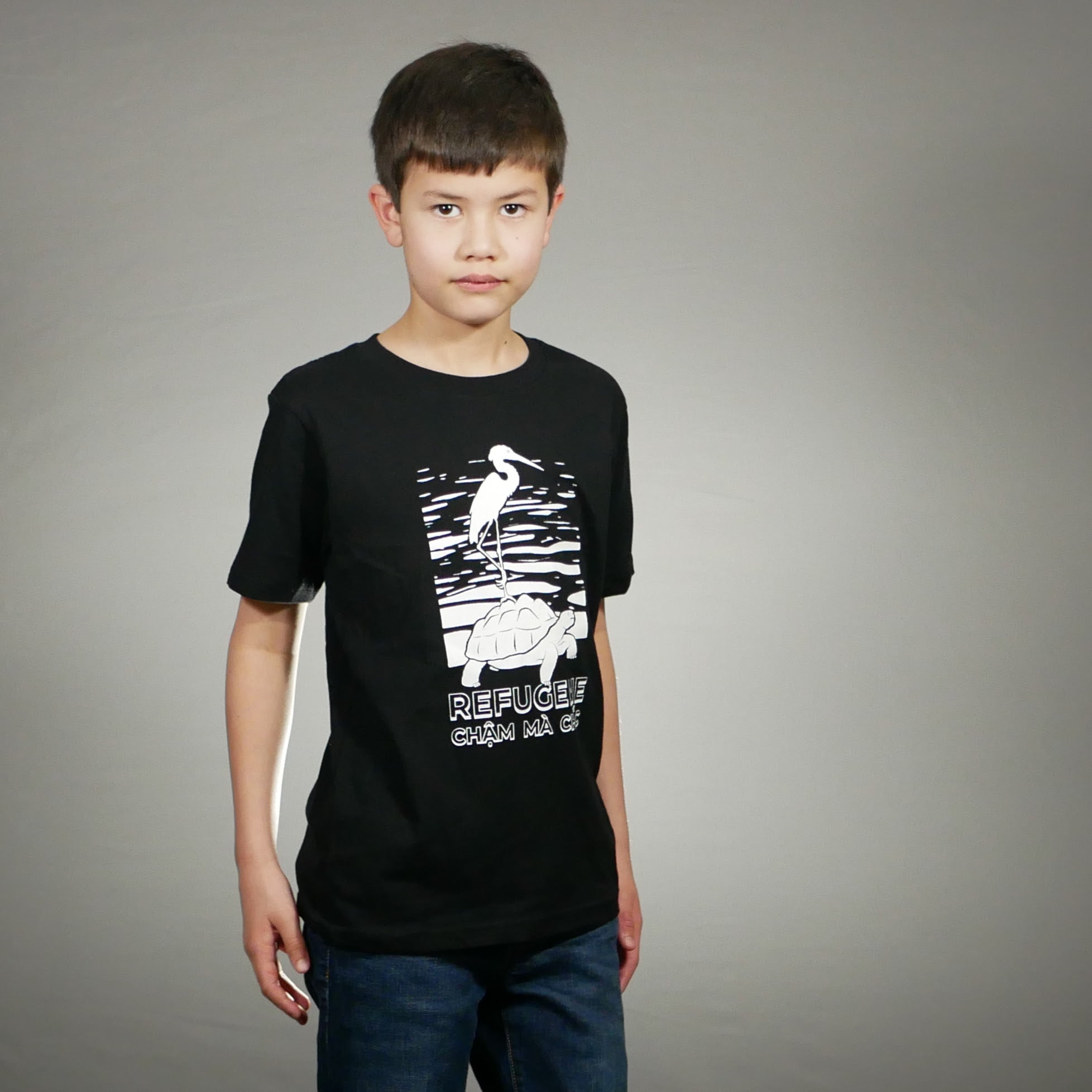 Youth Crane and Tortoise T-Shirt [Black]